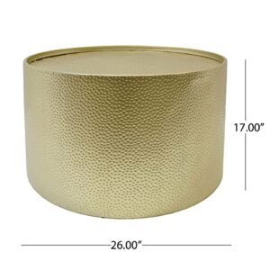 Christopher Knight Home Rache Modern Round Coffee Table with Hammered Iron, Gold, 26. 00” L x 26. 00” W x 17. 00” H