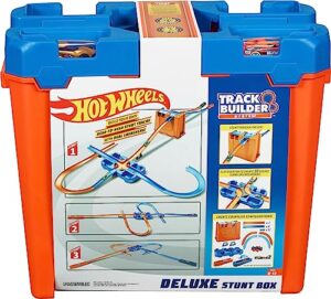 hot wheels track builder playset, deluxe stunt box with 25 component parts & 1:64 scale toy car [amazon exclusive]