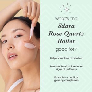 SDARA SKINCARE Rose Quartz Roller - Anti Aging Jade Roller for Wrinkles and Puffy Eyes - Eye & Face Roller for Slimming & Firming Facial Massage