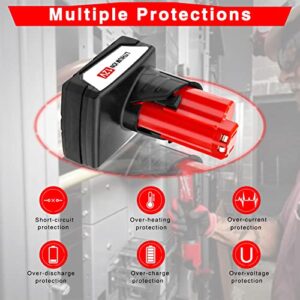 DTK 6.4Ah 12V M 12 Battery Replacement for Milwaukee M12 Battery 48-11-2410 48-11-2411 48-11-2420 48-11-2440 48-11-2460,Compatible with Milwaukee M12 Cordless Power Tools 2Pack Lithium Batteries