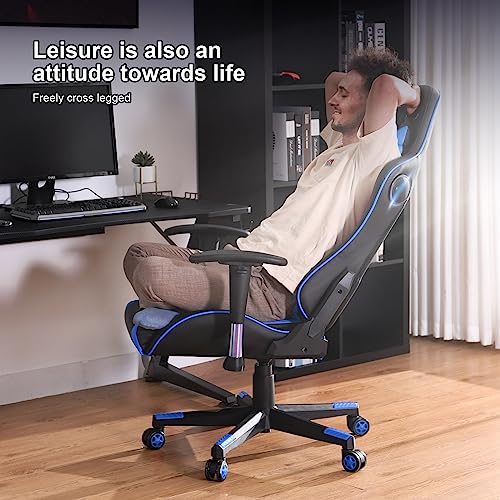 GTRACING Gaming Chair with Speakers Bluetooth Music Video Game Chair Audio Ergonomic Design Heavy Duty Office Computer Desk Chair（Blue）