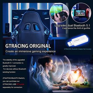 GTRACING Gaming Chair with Speakers Bluetooth Music Video Game Chair Audio Ergonomic Design Heavy Duty Office Computer Desk Chair（Blue）