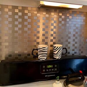 LK 10pcs Premium Self-Adhesive Metal Tiles - Peel and Stick Backsplash Tiles for Kitchen, 12"x12", Silver