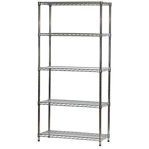 Shelving Inc. 14" d x 36" w x 84" h Chrome Wire Shelving with 5 Tier Shelves, Weight Capacity 800lbs Per Shelf