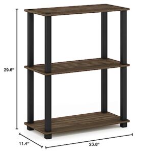 Furinno Turn-S-Tube 3-Tier Compact Multipurpose Shelf Display Rack with Square Tube, Columbia Walnut/Black