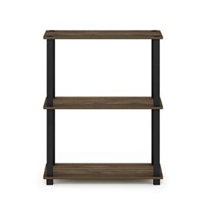 Furinno Turn-S-Tube 3-Tier Compact Multipurpose Shelf Display Rack with Square Tube, Columbia Walnut/Black