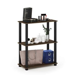 Furinno Turn-S-Tube 3-Tier Compact Multipurpose Shelf Display Rack with Square Tube, Columbia Walnut/Black