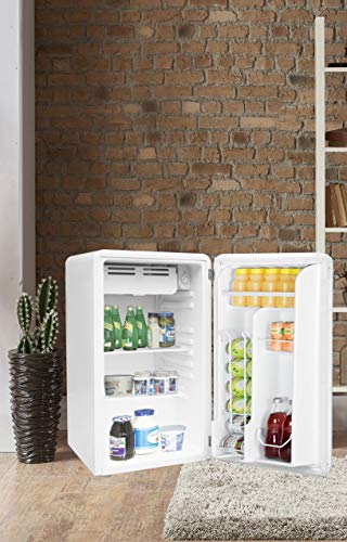 FRIGIDAIRE EFR372-WHITE 3.2 Cu Ft White Retro Compact Rounded Corner Premium Mini Fridge