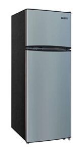 thompson thomson tfr725 2 door apartment size refrigerator with freezer and rounded chrome corners, 7.5 cu. ft, platinum, stainless