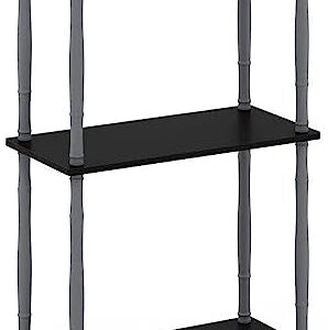 Furinno Turn-N-Tube 3-Tier Compact Multipurpose Shelf Display Rack with Classic Tube, Black/Grey