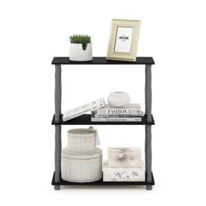 Furinno Turn-N-Tube 3-Tier Compact Multipurpose Shelf Display Rack with Classic Tube, Black/Grey