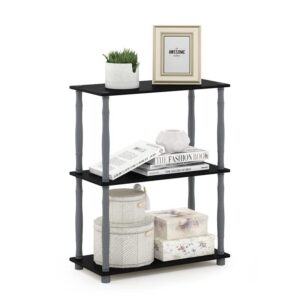 Furinno Turn-N-Tube 3-Tier Compact Multipurpose Shelf Display Rack with Classic Tube, Black/Grey