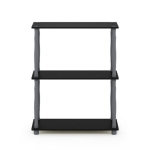 Furinno Turn-N-Tube 3-Tier Compact Multipurpose Shelf Display Rack with Classic Tube, Black/Grey