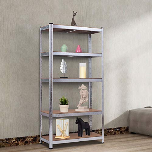 Giantex 5-Tier Shelving Rack Garage Storage Rack Adjustable Shelves Steel Multipurpose Display Stand Bolt-Free Assembly