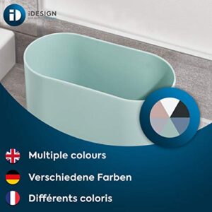 iDesign Cade Oval Slim Trash, Compact Waste Basket Garbage Can for Bathroom, Bedroom, Home Office, Dorm, College-Matte Soft Aqua