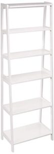 amazon basics rubberwood 5 shelf ladder bookcase, white, 15.03" d x 25.98" w x 74.48" h
