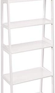 Amazon Basics Rubberwood 5 Shelf Ladder Bookcase, White, 15.03" D x 25.98" W x 74.48" H