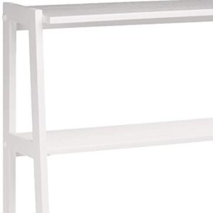 Amazon Basics Rubberwood 5 Shelf Ladder Bookcase, White, 15.03" D x 25.98" W x 74.48" H