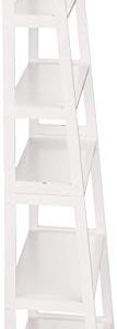 Amazon Basics Rubberwood 5 Shelf Ladder Bookcase, White, 15.03" D x 25.98" W x 74.48" H