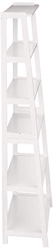 Amazon Basics Rubberwood 5 Shelf Ladder Bookcase, White, 15.03" D x 25.98" W x 74.48" H