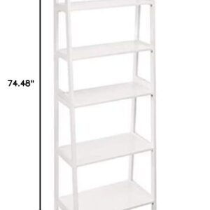 Amazon Basics Rubberwood 5 Shelf Ladder Bookcase, White, 15.03" D x 25.98" W x 74.48" H