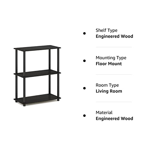 Furinno Turn-N-Tube Display Rack, 3-Tier Single, Espresso/Black