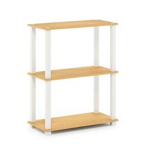 furinno turn-s-tube 3-tier compact multipurpose shelf display rack, square, beech/white, 3-tier square tubes