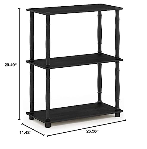 Furinno Turn-N-Tube 3-Tier Compact Multipurpose Shelf Display Rack with Classic Tube, Americano/Black