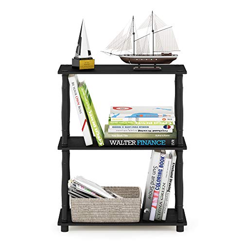 Furinno Turn-N-Tube 3-Tier Compact Multipurpose Shelf Display Rack with Classic Tube, Americano/Black