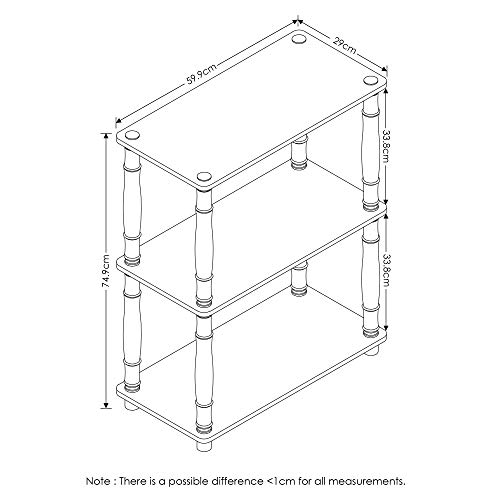 Furinno Turn-N-Tube 3-Tier Compact Multipurpose Shelf Display Rack with Classic Tube, Americano/Black