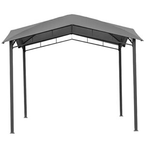 Outsunny 10' x 10' Soft Top Patio Gazebo Outdoor Canopy with Unique Geometric Design Roof, All-Weather Steel Frame, Gray