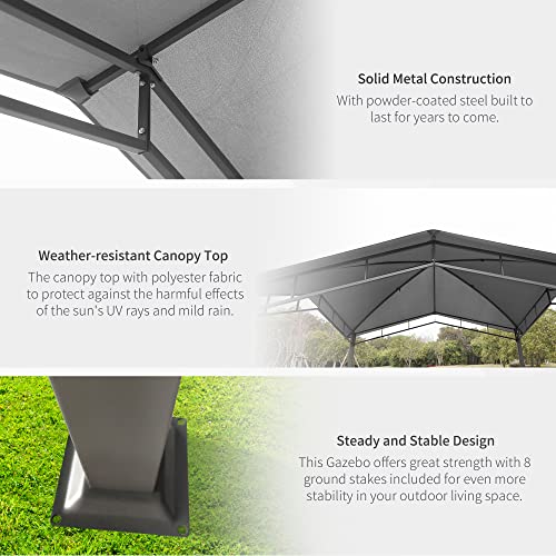 Outsunny 10' x 10' Soft Top Patio Gazebo Outdoor Canopy with Unique Geometric Design Roof, All-Weather Steel Frame, Gray