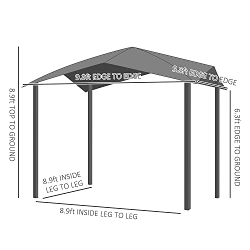 Outsunny 10' x 10' Soft Top Patio Gazebo Outdoor Canopy with Unique Geometric Design Roof, All-Weather Steel Frame, Gray