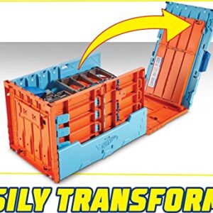 Hot Wheels Toy Car Track Set, Race Crate Transforms Into 3 Builds, Includes Storage & 2 Cars in 1:64 Scale [Amazon Exclusive]