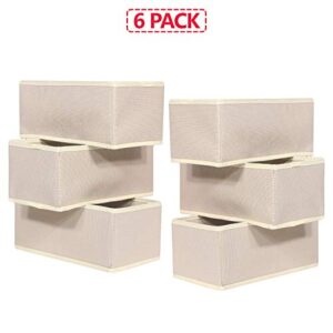 DIOMMELL 6 Pack Foldable Cloth Storage Box Closet Dresser Drawer Organizer Fabric Baskets Bins Containers Divider for Clothes Underwear Bras Socks Lingerie Clothing,Beige 060