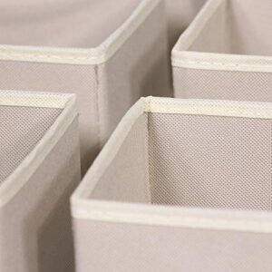 DIOMMELL 6 Pack Foldable Cloth Storage Box Closet Dresser Drawer Organizer Fabric Baskets Bins Containers Divider for Clothes Underwear Bras Socks Lingerie Clothing,Beige 060