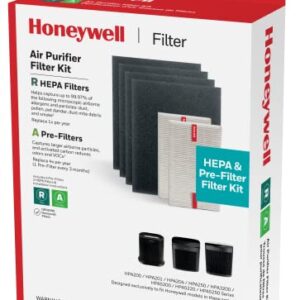 Honeywell HEPA Air Purifier Filter Kit – Includes 2 HEPA R Replacement Filters and 4 A Carbon Pre-Cut Pre-Filters – Airborne Allergen Air Filter Targets Wildfire/Smoke, Pollen, Pet Dander, and Dust