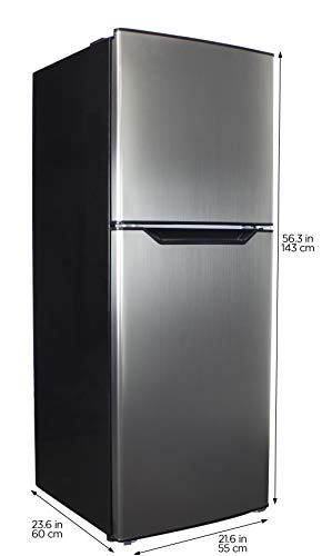 Danby DFF070B1BSLDB-6 7.0 Cu.Ft. Mid-Size Refrigerator, Frost-Free Apartment Fridge with Top Freezer, E-Star Rated, 7, Black Stainless Look