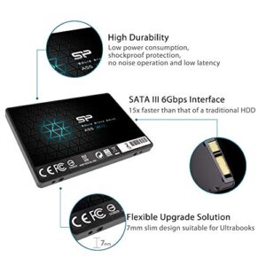 Silicon Power 2TB SSD 3D NAND A55 SLC Cache Performance Boost SATA III 2.5" 7mm (0.28") SSD Internal Solid State Drive (SP002TBSS3A55S25)