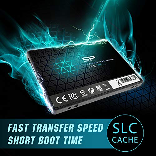 Silicon Power 2TB SSD 3D NAND A55 SLC Cache Performance Boost SATA III 2.5" 7mm (0.28") SSD Internal Solid State Drive (SP002TBSS3A55S25)