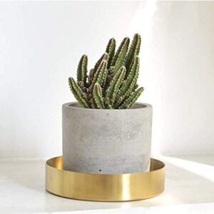 UniDes - Round Brass Tray,Small Gold Decorative Tray Metal Storage Organizer Tray for Modern Home,Matte Brass Finish | 8.66 Inch