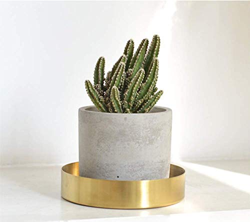 UniDes - Round Brass Tray,Small Gold Decorative Tray Metal Storage Organizer Tray for Modern Home,Matte Brass Finish | 8.66 Inch