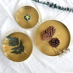 UniDes - Round Brass Tray,Small Gold Decorative Tray Metal Storage Organizer Tray for Modern Home,Matte Brass Finish | 8.66 Inch