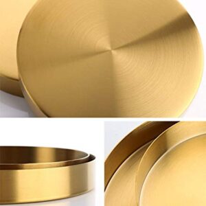 UniDes - Round Brass Tray,Small Gold Decorative Tray Metal Storage Organizer Tray for Modern Home,Matte Brass Finish | 8.66 Inch