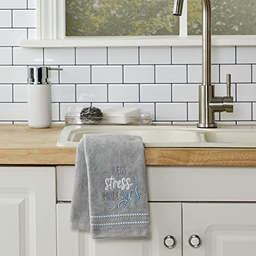 SKL Home by Saturday Knight Ltd. Less Stress More Yes 2 Pc Hand Towel, Gray