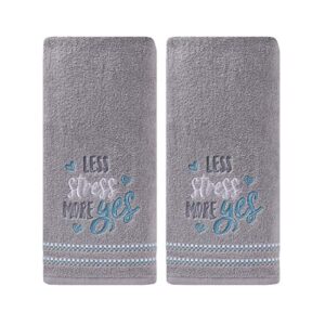skl home by saturday knight ltd. less stress more yes 2 pc hand towel, gray