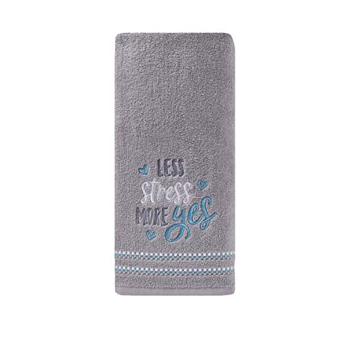 SKL Home by Saturday Knight Ltd. Less Stress More Yes 2 Pc Hand Towel, Gray