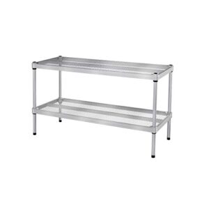design ideas meshworks 2 tier short stacking heavy duty metal storage shelving unit, 440 pound capacity per shelf, great for bathroom, pantry, and garage storage, 31” x 13” x 17.5”