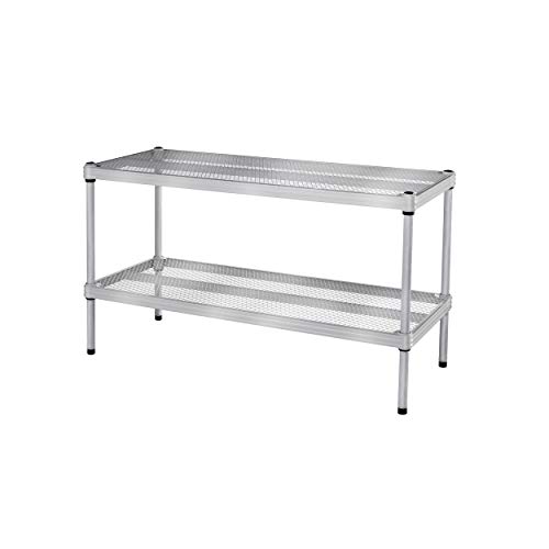 Design Ideas Meshworks 2 Tier Short Stacking Heavy Duty Metal Storage Shelving Unit, 440 Pound Capacity per Shelf, Great for Bathroom, Pantry, and Garage Storage, 31” x 13” x 17.5”