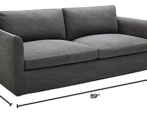 Amazon Brand – Stone & Beam Faraday Down-Filled Casual Slipcovered Sofa, 89"W, Charcoal Grey